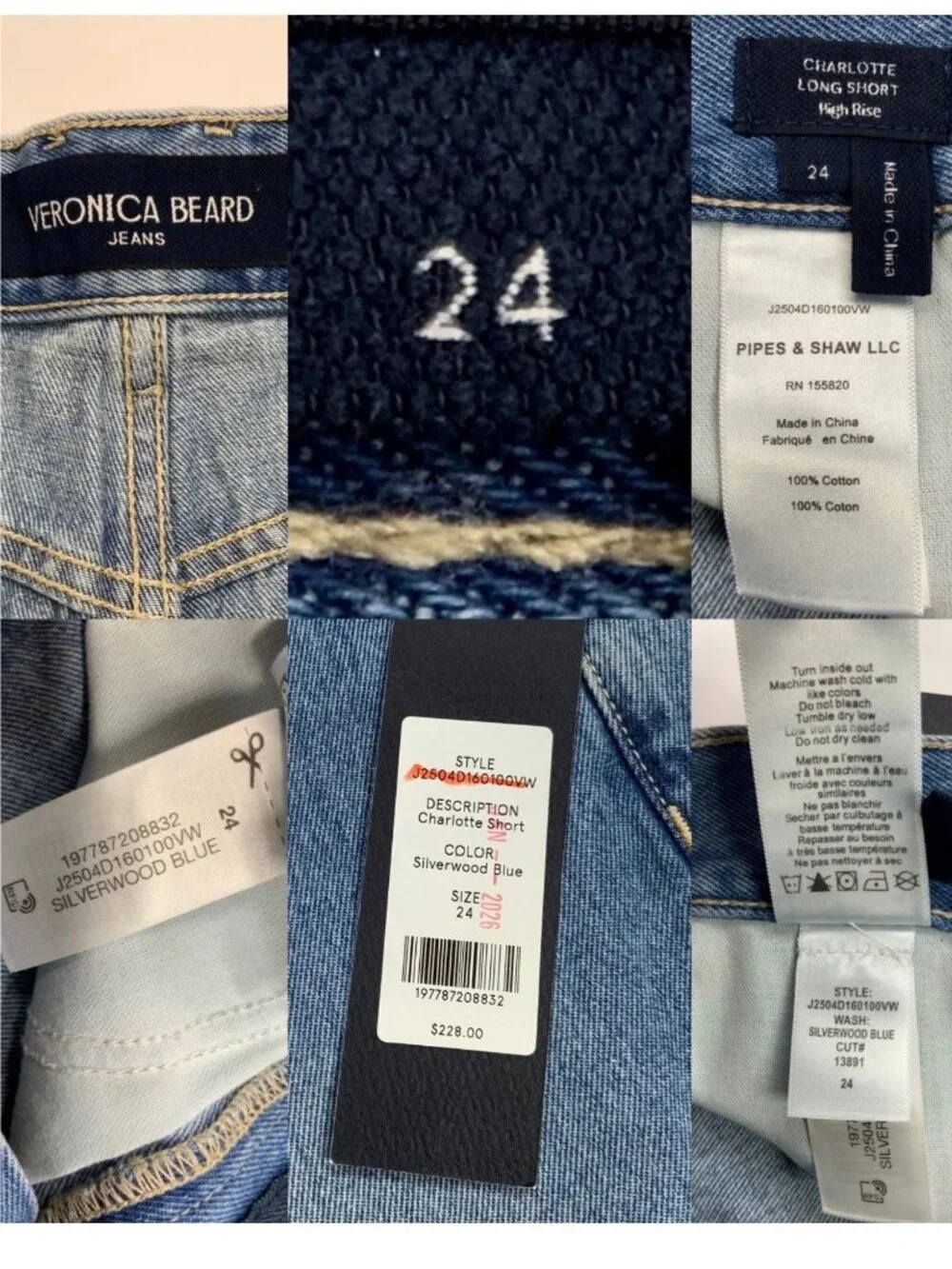 Veronica Beard Charlotte High Rise Bermuda Denim Shorts 24 Jorts Blue NEW
